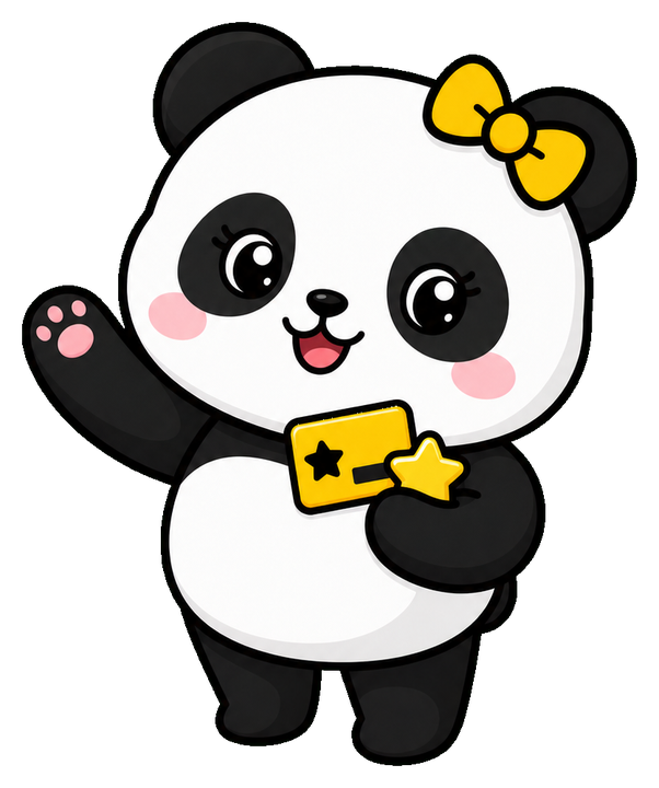 Goodies panda holding a member card